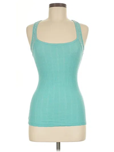 Pre-owned Bershka Sleeveless Top Teal Halter Neckline Tops In Blue