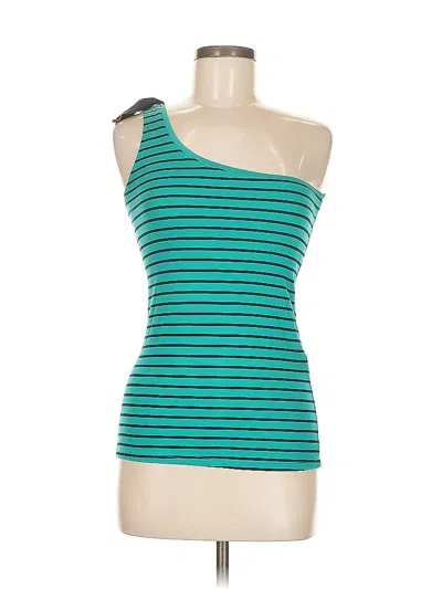 Pre-owned Bershka Sleeveless Top Teal One Shoulder Neckline Tops In Blue