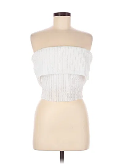 Pre-owned Bershka Sleeveless Top White Strapless Neckline Tops