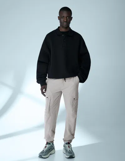 Bershka Slim Fit Technical Cargo Pants In Blue
