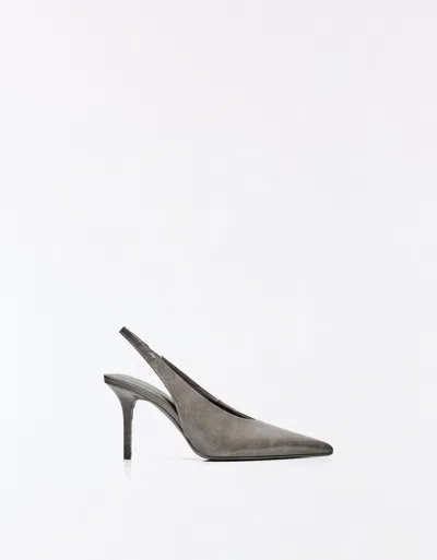 Bershka Slingback High-heel Shoe In Gray