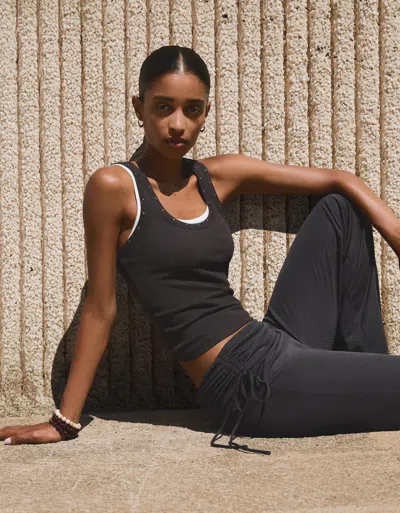 Bershka Soft Flared Pants With Gathered Modal And Bow In Black