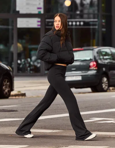 Bershka Soft Flared Trousers With Modal In Black