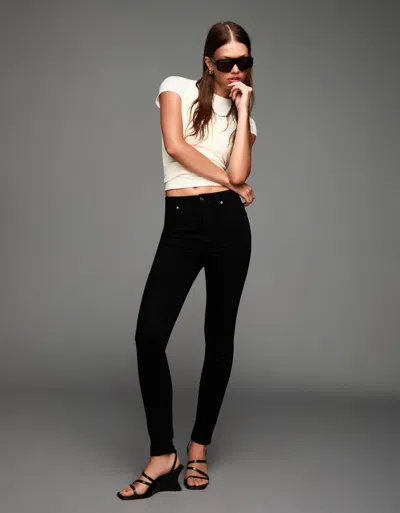 Bershka Soft Super High-rise Skinny Jeans In Black