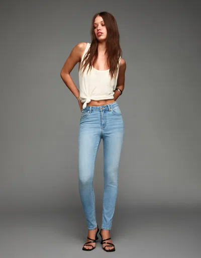 Bershka Soft Super High-rise Skinny Jeans In Blue