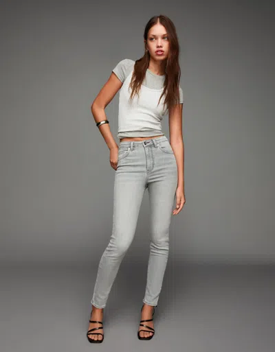 Bershka Soft Super High-rise Skinny Jeans In Gray