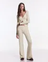 Bershka Soft Touch Flared Trousers In Brown