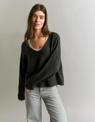 Bershka Soft Touch V-neck Sweater In Black