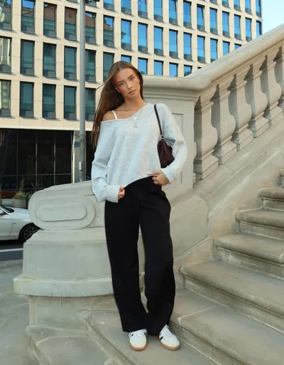 Bershka Soft Touch V-neck Sweater In Gray