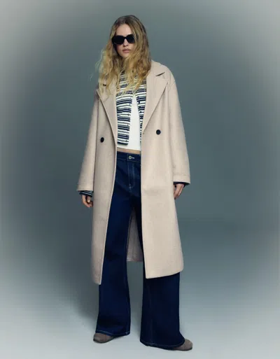 Bershka Soft Touch Wrap Coat In White