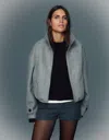 Bershka Soft-touch Zip-up Jacket In Gray