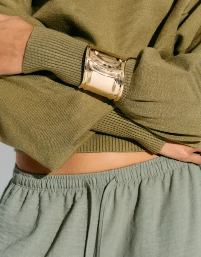 Bershka Solid-colored Cuff Bracelet In Gold