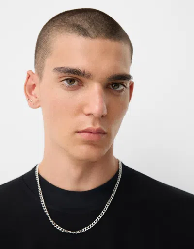 Bershka Stainless Steel Chain Link Necklace In Metallic