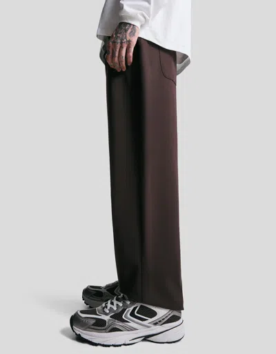 Bershka Straight Fit Tailored Sweatpants In Brown