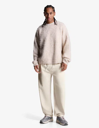 Bershka Straight Fit Tailored Sweatpants In Neutral