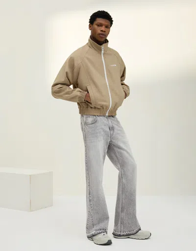 Bershka Straight Flared Jeans In Blue