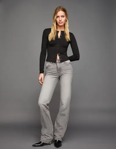 Bershka Straight-leg Cigarette Jeans In Black