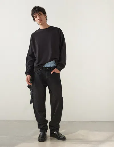 Bershka Straight-leg Jeans In Black