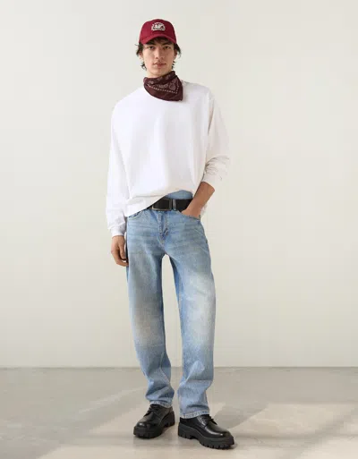 Bershka Straight-leg Jeans In Blue