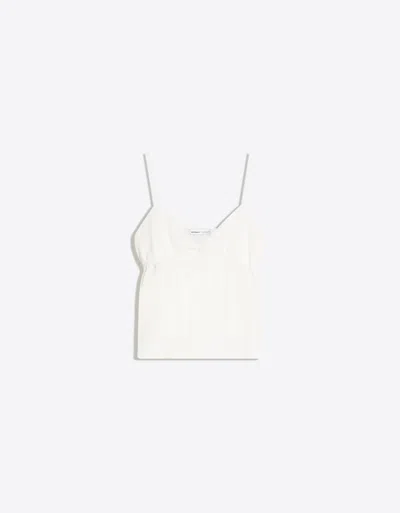 Bershka Strappy Ruffled Top In White