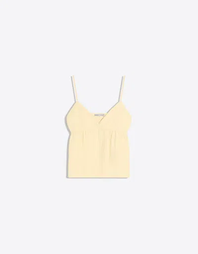 Bershka Strappy Ruffled Top In Yellow