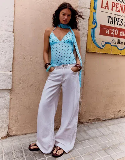 Bershka Strappy Scarf Top In Blue
