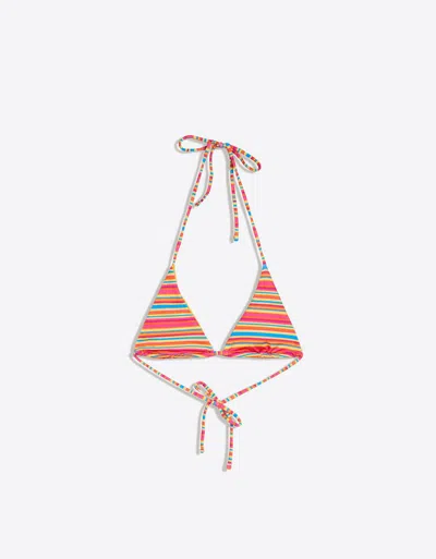 Bershka Striped Halter Bikini Top In Multi