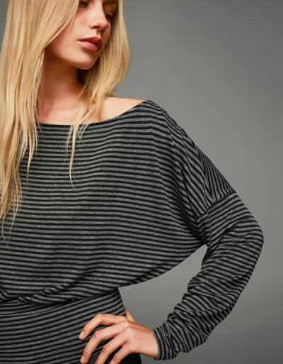 Bershka Striped Long Sleeve Sash T-shirt In Black