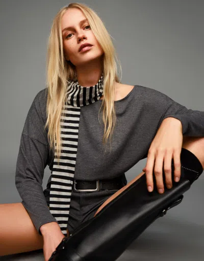 Bershka Striped Long Sleeve Sash T-shirt In Multi