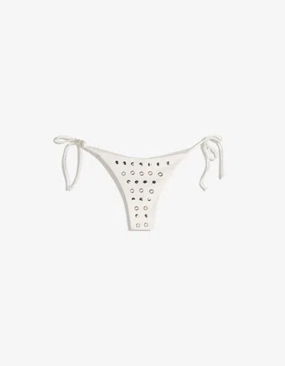Bershka Studded Bikini Bottoms In White