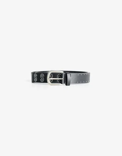Bershka Studded Faux Leather Belt In Black