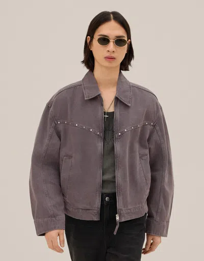 Bershka Studded Jacket In Gray