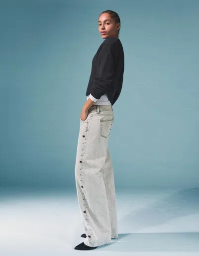 Bershka Studded Star Baggy Jeans In Blue