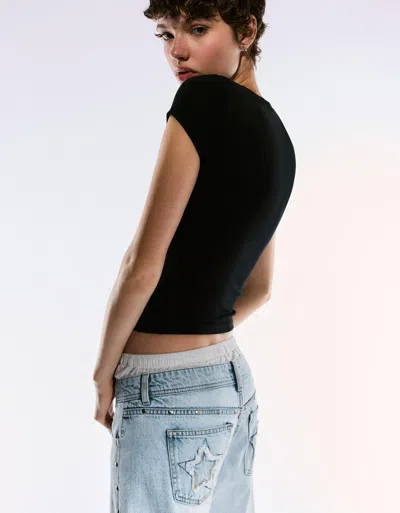 Bershka Studded Star Baggy Jeans In Multi