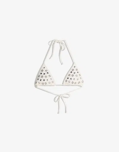 Bershka Studded Triangle Bikini Top In White