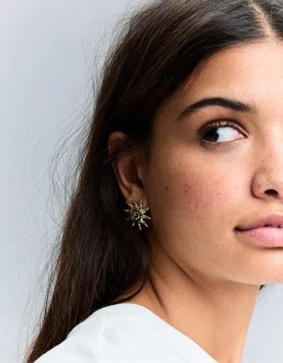 Bershka Sun Earrings In Gold