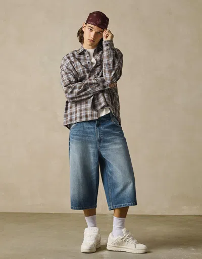 Bershka Super Baggy Denim Bermuda Shorts In Blue
