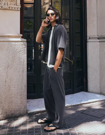 Bershka Super Baggy Flowing Trousers With Darts In Black