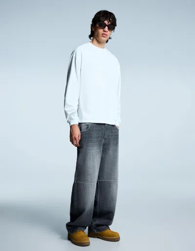 Bershka Super Baggy Jeans In White