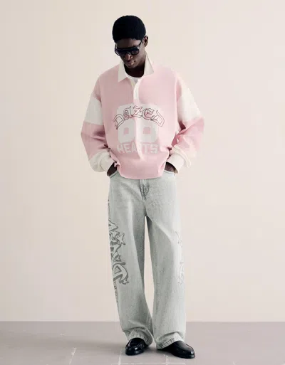 Bershka Super Baggy Jeans With Patch In Gray