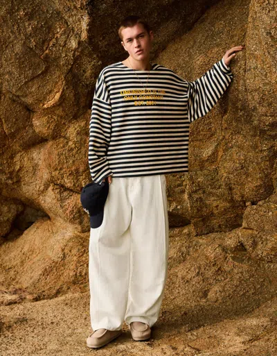 Bershka Super Baggy Linen Trousers In White