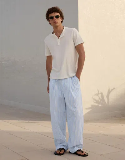 Bershka Super Baggy Striped Trousers In Blue