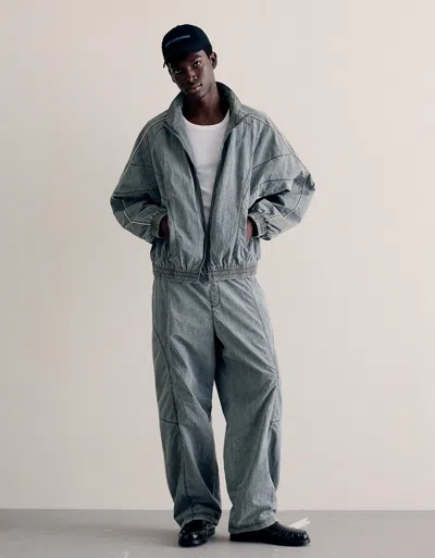 Bershka Super Baggy Technical Trousers In Blue