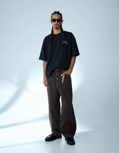 Bershka Super Baggy Trousers In Black