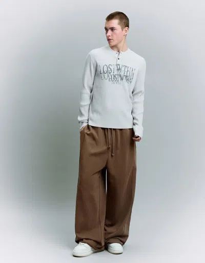 Bershka Super Baggy Trousers In Brown