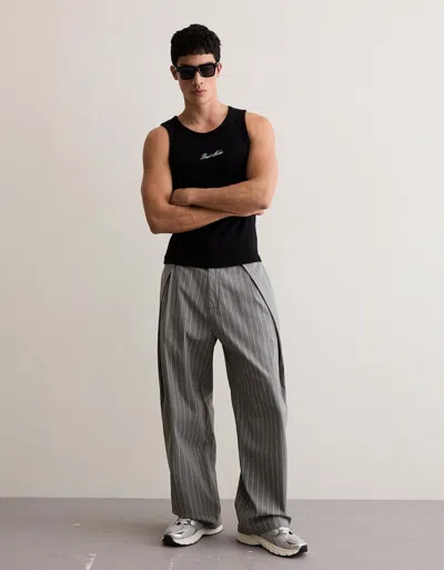 Bershka Super Baggy Trousers With Double Darts In Gray
