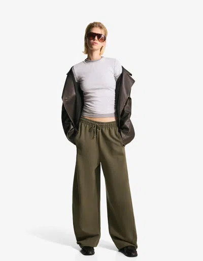 Bershka Sweatshirt Material Barrel Pants In Green