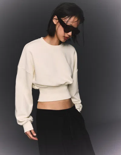 Bershka Sweatshirt With Sash Waist In White