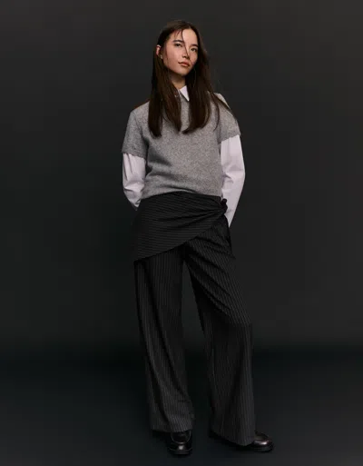 Bershka Tailored Trousers With Scarf In Black