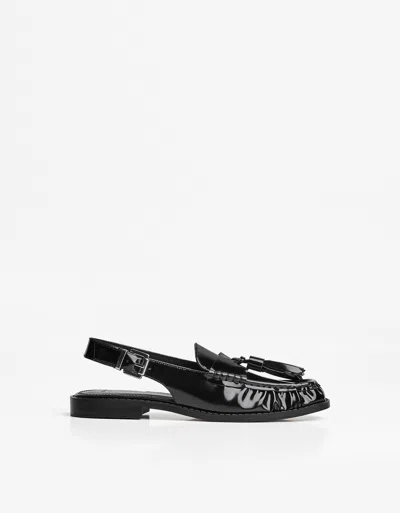 Bershka Tassel Loafer Mules In Black